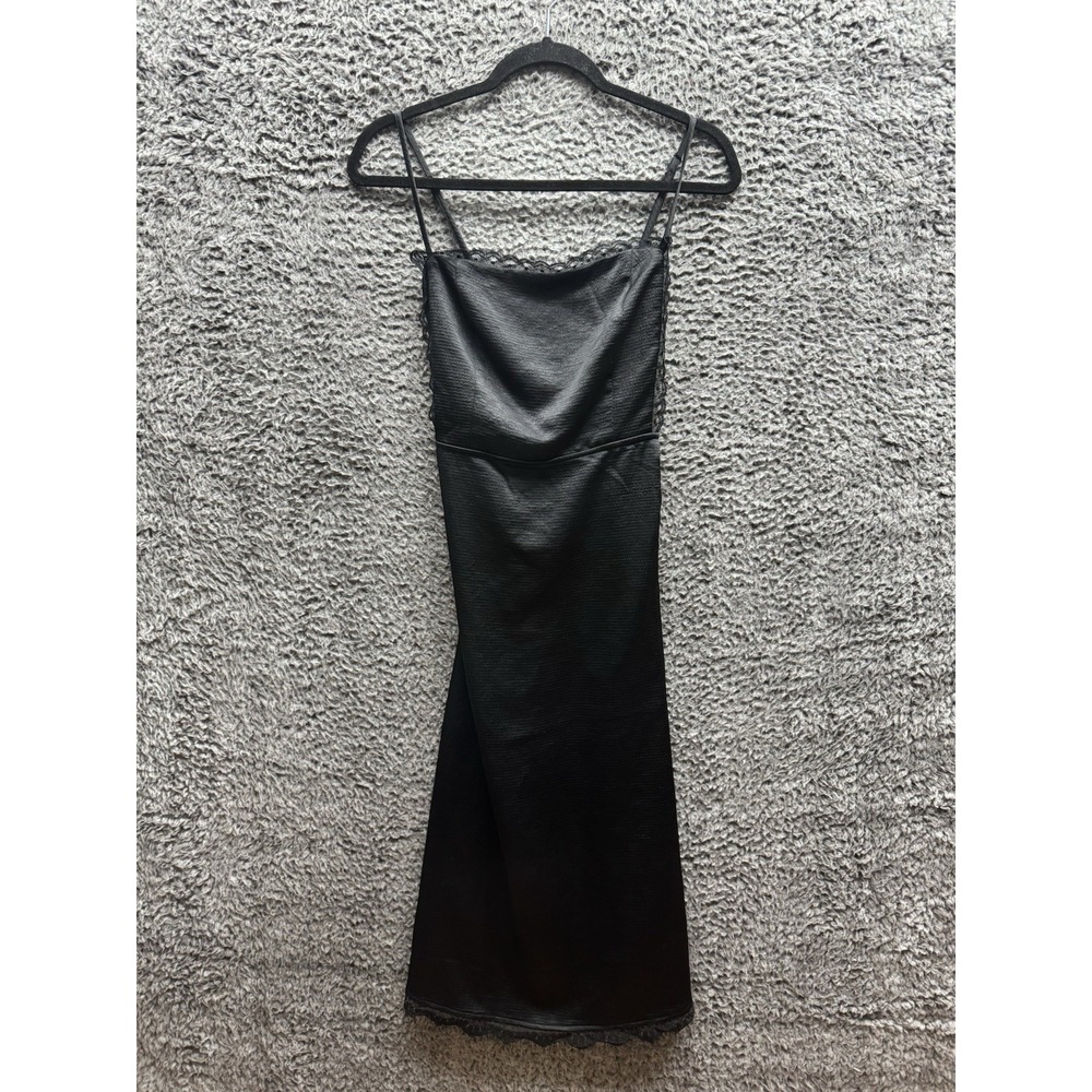 Free People Black Lace Sleeveless Smocked Wrap‎ Around Midi Dress Size 6